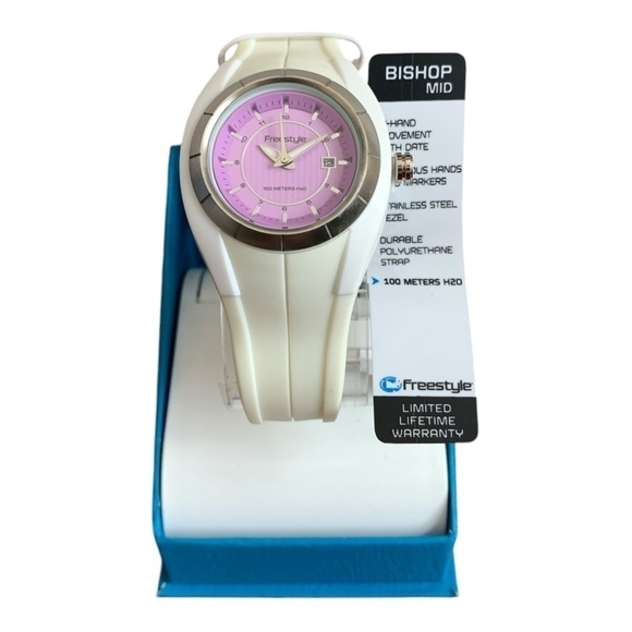 FREESTYLE Bishop Mid Watch Water Resistant Rubber Band White Sport Wristwatch - Picture 2 of 6